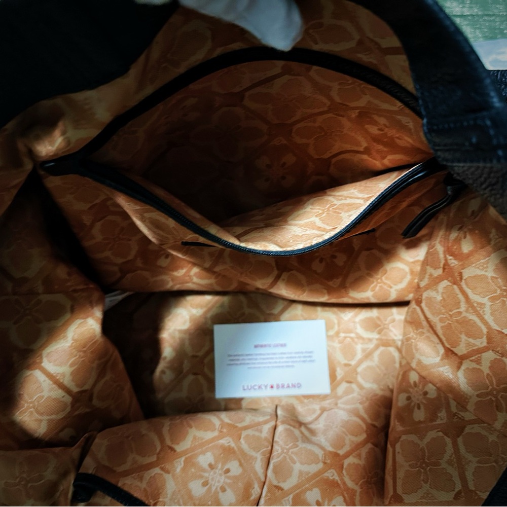 Vintage Y2K Lucky Brand Black soft Leather Tote Bag with keychain wallet laptop - Picture 13 of 17